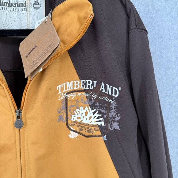 Timberland Mens VTG Y2K Full Zip Track Jacket Size M Brown Relaxed Fit Skate NEW - Picture 3 of 13